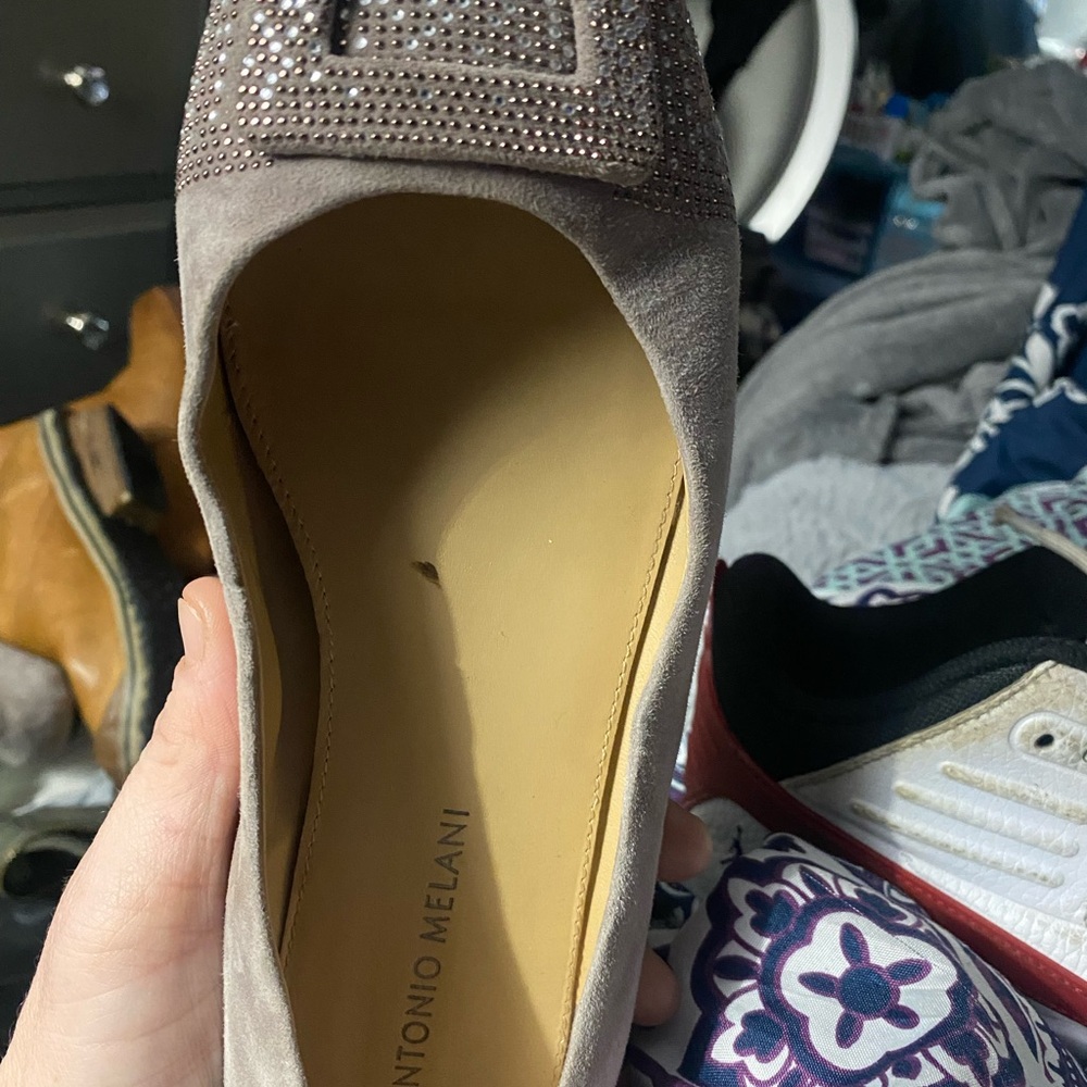 Antonio Melani Gray Embellished Women's Flats
